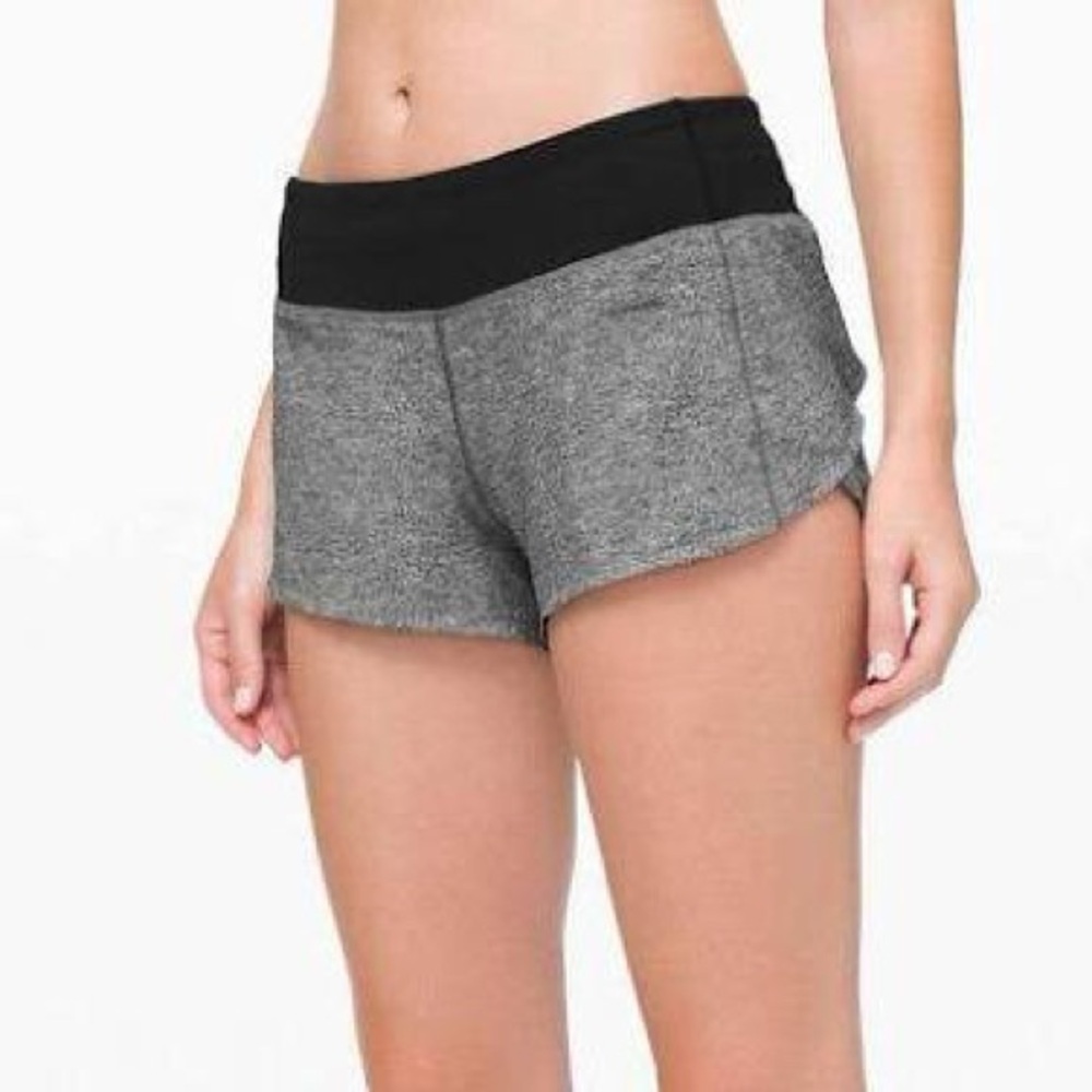 Lululemon Athletica Black and Gray Athletic Shorts Speed Up 2.5 inch low rise